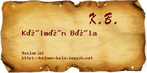 Kálmán Béla névjegykártya